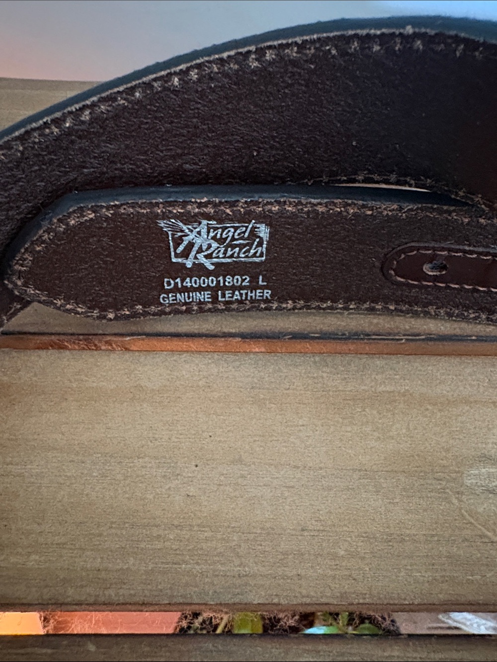 Tooled Leather Floral Buckle Belt with Leopard Print - Brown/Tan - Picture 3 of 6